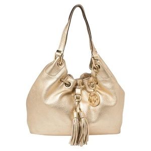 Michael Kors Camden Large Drawstring Pale Gold Leather Shoulder Bag